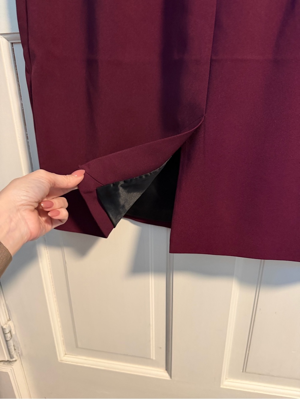 Ted Baker Sskyed Seam Detail Fitted Sheath Dress TB Size 3 US 8 Burgundy Office - Picture 9 of 11